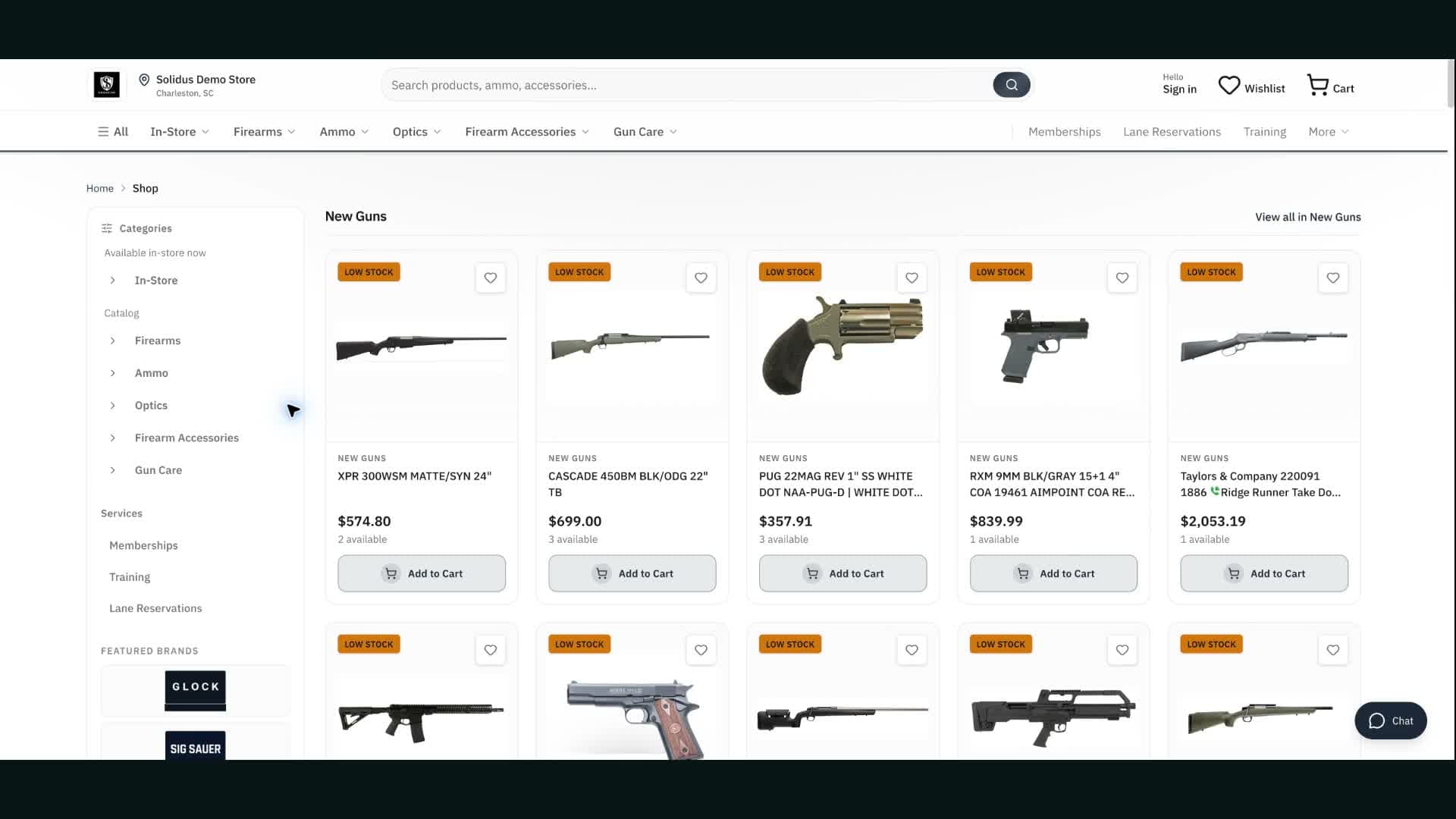 Solidus storefront product catalog
